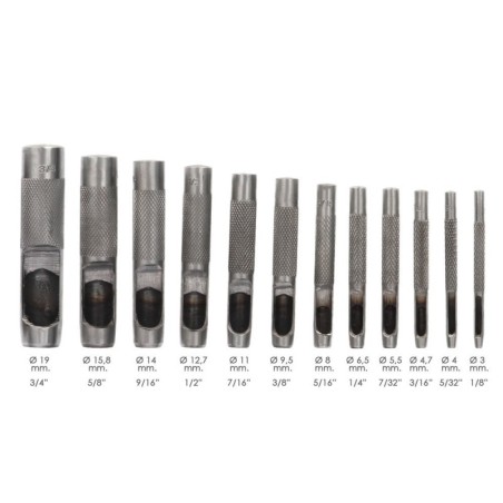 Juego Sacabocados Golpe 12 Piezas 3 a 19 mm