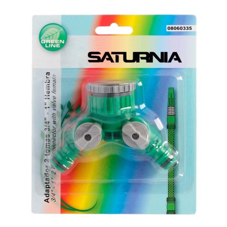 Adaptador Manguera Plástico 3/4 - 1" Hembra con 2 tomas Blíster