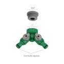 Adaptador Manguera Plástico 3/4 - 1" Hembra con 2 tomas Blíster