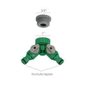 Adaptador Manguera Plástico 3/4 - 1" Hembra con 2 tomas Blíster