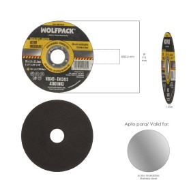 Disco Corte Abrasivo Acero Inoxidable Diámetro 115x Diámetro 22,2 mm Espesor 1,0 mm. Disco Radial / Amoladora Universal