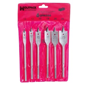 Juego Brocas Planas Madera 3 Puntas WOLFPACK 6 Piezas