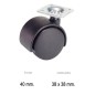 Rueda Domestica Nylon Negro Placa 40 mm. Rueda Domestica Nylon Negro Placa 40 mm.