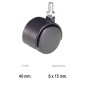 Rueda Domestica Nylon Negro Espiga M8x40 mm. Rueda Domestica Nylon Negro Espiga M8x40 mm.