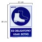 Cartel Obligatorio Uso De Botas 30x21 cm. Cartel Obligatorio Uso De Botas 30x21 cm.
