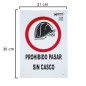 Cartel Prohibido Pasar Sin Casco 30x21 cm. Cartel Prohibido Pasar Sin Casco 30x21 cm.