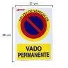 Cartel Vado Permanente 30x21 cm.