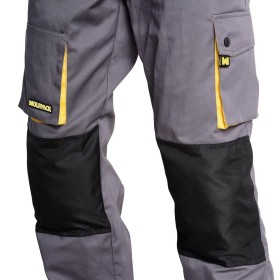pantalones Largos De Trabajo, Multibolsillos, Resistentes, Rodilla Reforzada, Gris/Amarillo Talla 46/48 L (Slim Fit)