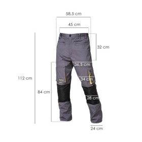 pantalones Largos De Trabajo, Multibolsillos, Resistentes, Rodilla Reforzada, Gris/Amarillo Talla 50/52 XL (Slim Fit)