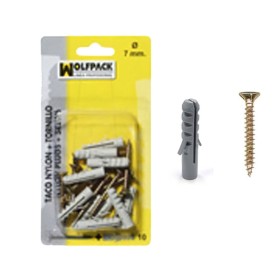 Taco Nylon + Tirafondo 4 mm. (25 Piezas)