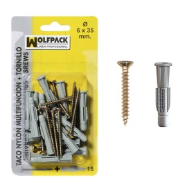 Taco Multi-acción + Tornillo MU 6x45 mm. (15 Piezas)