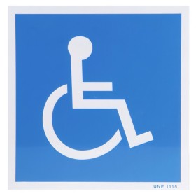 Cartel Minusválidos Azul blanco 21x21 cm.