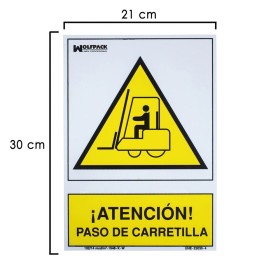 Cartel Atención Paso Carretilla 30x21 cm.