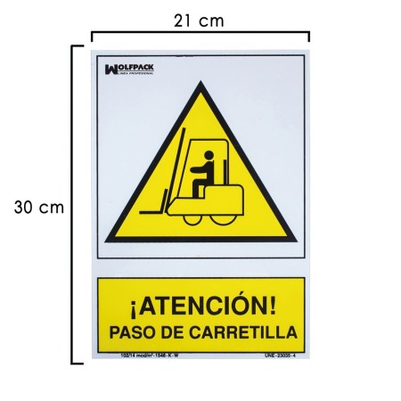 Cartel Atención Paso Carretilla 30x21 cm.