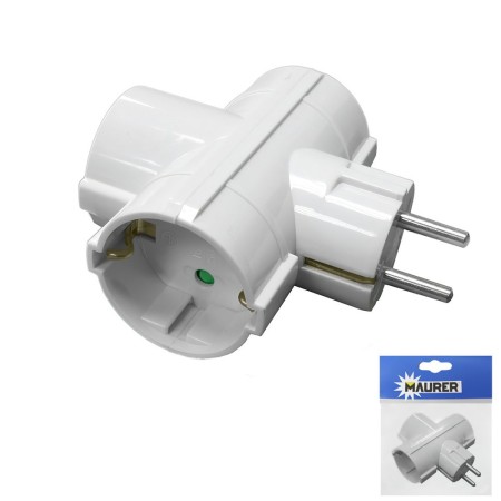 Adaptador / Ladrón Triple Schuko 16 A. 250 V.