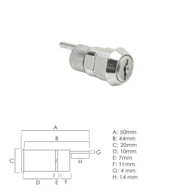 Cerradura Mueble Para Cajón Llave Excéntrica 336 mm. Cromada