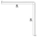 Barra Para Cortina Ducha Universal Aluminio Blanco 80x80 cm.
