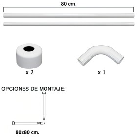 Barra Para Cortina Ducha Universal Aluminio Blanco 80x80 cm.