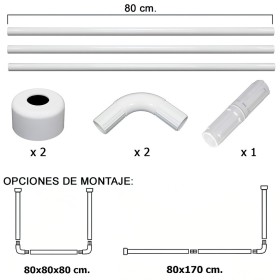 Barra Para Cortina Ducha Universal Aluminio Blanco 80 x 170 cm.