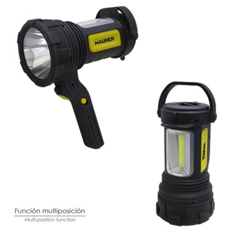 Linterna LED De Mano Multifunción Con Asa A Pilas (3 AA) 200 Lúmenes 3 posiciones
