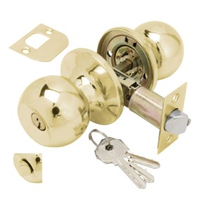 Pomo Puerta WOLFPACK Con Llave Con Condena Latonado Para Entrada