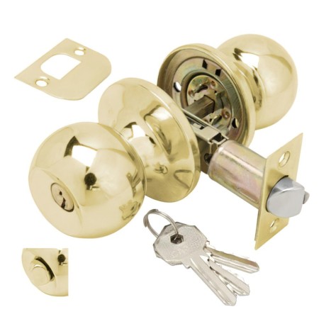 Pomo Puerta WOLFPACK Con Llave Con Condena Latonado Para Entrada