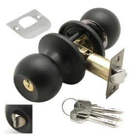Pomo Puerta WOLFPACK Con Llave Con Condena Negro Para Entrada