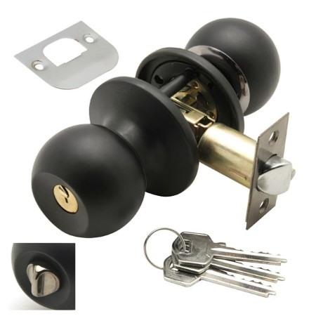 Pomo Puerta WOLFPACK Con Llave Con Condena Negro Para Entrada