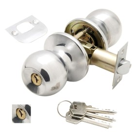 Pomo Puerta WOLFPACK Con Llave Ambos Lados Cromado