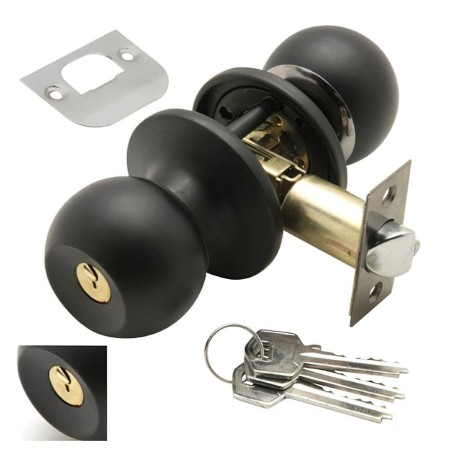 Pomo Puerta WOLFPACK Con Llave Ambos Lados Negro