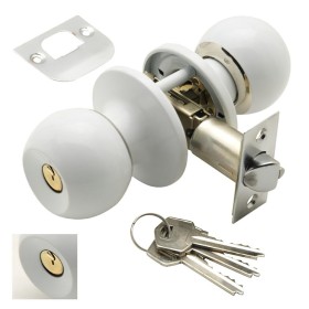 Pomo Puerta WOLFPACK Con Llave Ambos Lados Blanco