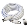 Prolongación TV Video Macho-Macho 3 metros / Diámetro 9,5 mm. Con Adaptador Macho-Hembra Blanco