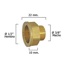 Alargadera Hexagonal Reducción Pulida 3/8 Macho - 1/2 Hembra x M10