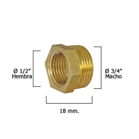 Reducción Hexagonal Pulida 3/4 Macho x 1/2 Hembra