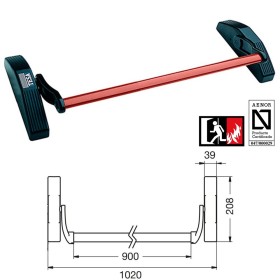 Cerradura Tesa Antipánico 1970/90 x8 Negra y Roja