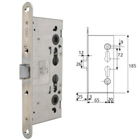 Cerradura Tesa Antipánico Cf60 /65 mm. frente Zincado