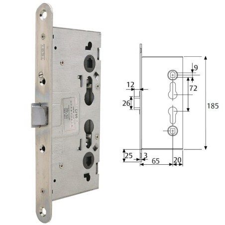 Cerradura Tesa Antipánico Cf60 /65 mm. frente Zincado