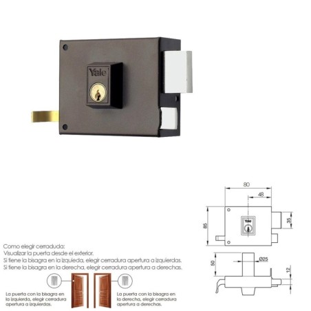 Cerradura Yale 125-a/hp/ 8/ Derecha