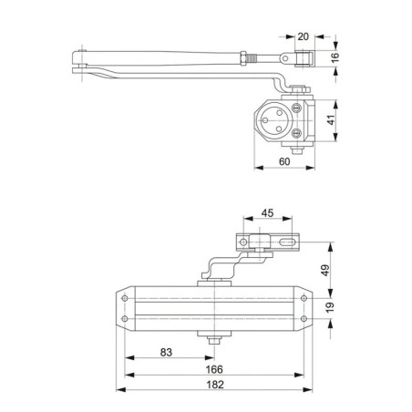 Cierrapuertas Tesa DC110 F2-3 Sin Retenedor Plateado