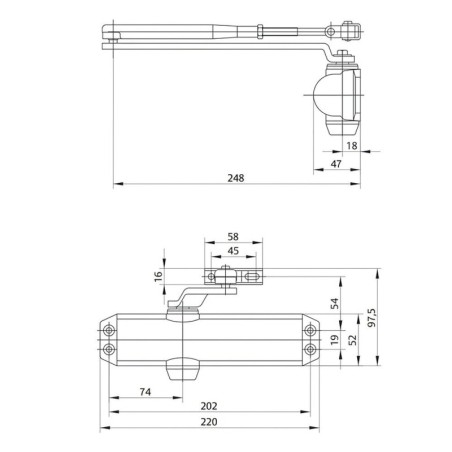Cierrapuertas Tesa DC120 F2-4 Sin Retenedor Plateado