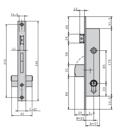 Cerradura Cvl 196/30/6an Carpintera Aluminio