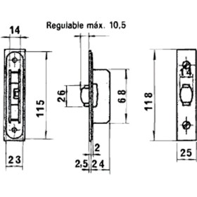Cerradura Lince 5554 Aluminio 14 mm.