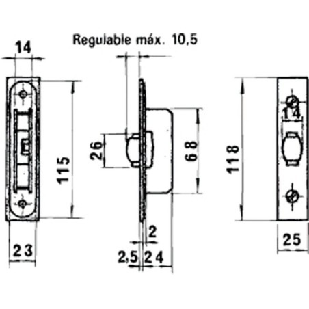 Cerradura Lince 5554 Aluminio 14 mm.