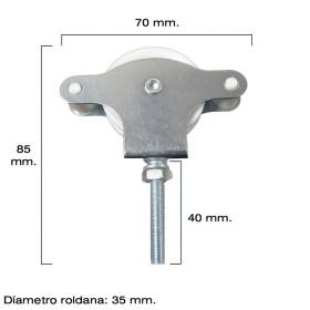 Polea Tendedero WOLFPACK Zincado 40 mm. Roldana Plástico con Tornillo