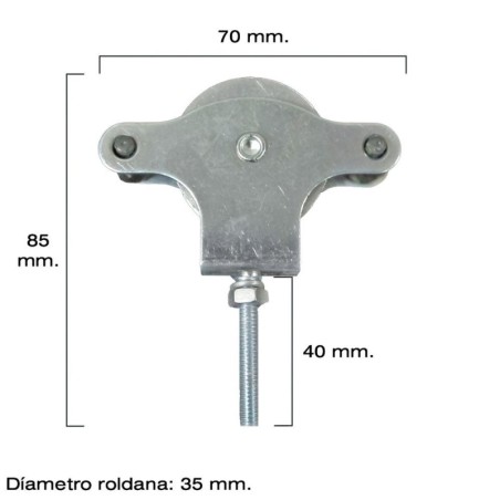 Polea Tendedero WOLFPACK Zincado 40 mm. Roldana Metal con Tornillo