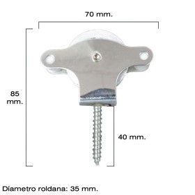 Polea Tendedero WOLFPACK Inoxidable 40 mm. / Roldana Metálica Con Tirafondo
