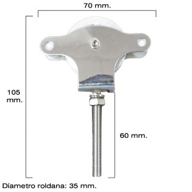 Polea Tendedero WOLFPACK Inoxidable 60 mm. / Roldana Metálica Con Tornillo