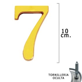 Numero Latón "7" 10 cm. con Tornillería Oculta (Blíster 1 Pieza)