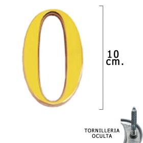 Numero Latón "0" 10 cm. con Tornillería Oculta (Blíster 1 Pieza)