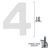 Numero Metal "4 Plateado Mate 10 cm. con Tornillería Oculta (Blíster 1 Pieza)